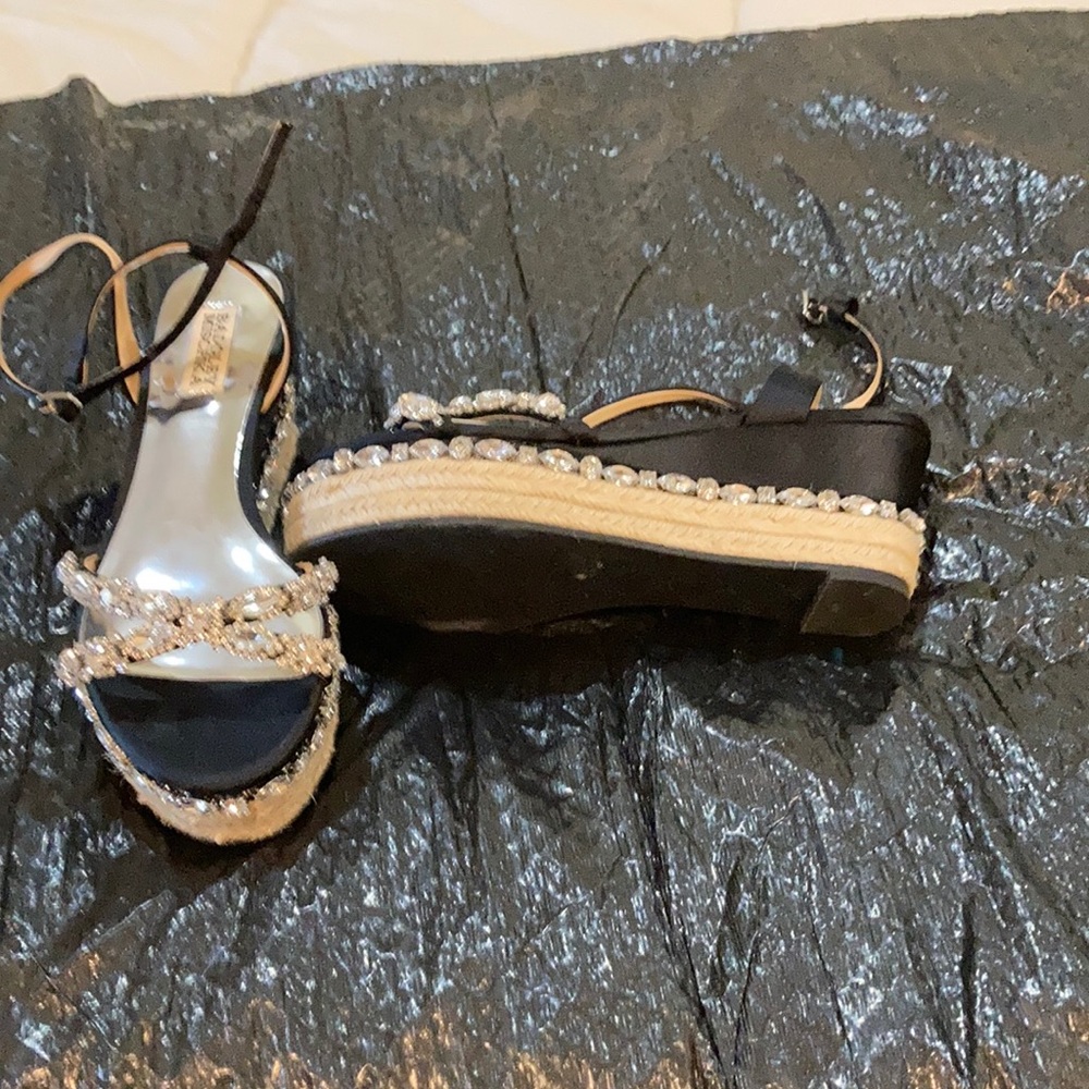 Beautiful black with crystal wedge espadrille